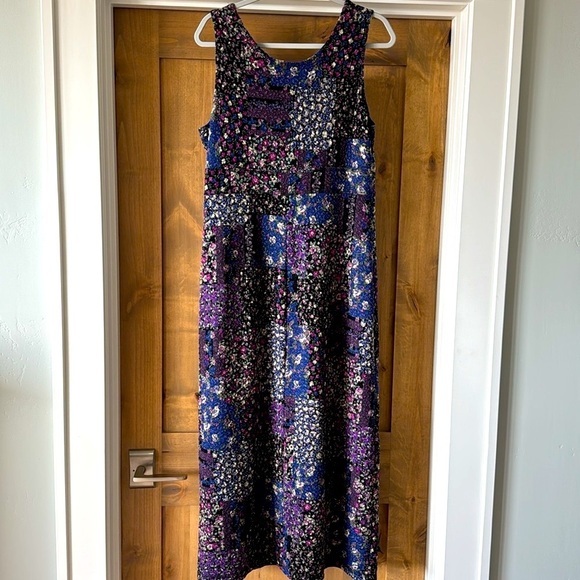 Coldwater Creek patchwork maxi dress ditzy floral stretch Purple/Blue Lace - Picture 2 of 10